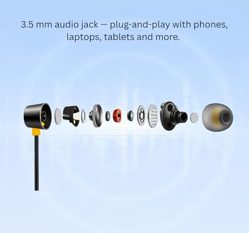 Image of Original Wired Earphone Compatible Realme Buds 3 Powerful Bass Sound HD Mic Braided Cable Noise Blocking Frame Soft Rubber Tips Long Comfort