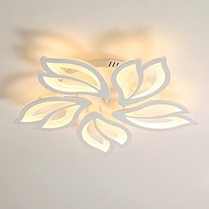 Aiskdan Moderne Plafonnier LED, Plafonnier Créative Pétale 65W, Plafonnier Métal Acrylique, Convient pour Chambre, Plafonnier Salon (Lumière Chaude 3000K)