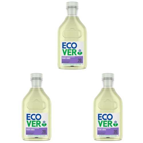 Ecover Detergente líquido para lavadora ecológico - Detergente para ropa de color, Fragancia Honeysucke - Jazmin, Formato, 20 lavados, Multicolor, 1 L (Paquete de 3)