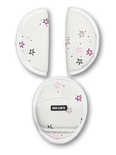 Dooky Gurtpolster für die Babyschale, Kinderwagen & Kindersitze (universelle Passform dank Klettverschluss, passend für 3- und 5-Punkt-Gurte, weiche Polsterung aus 100% Baumwolle), Twinkle Stars