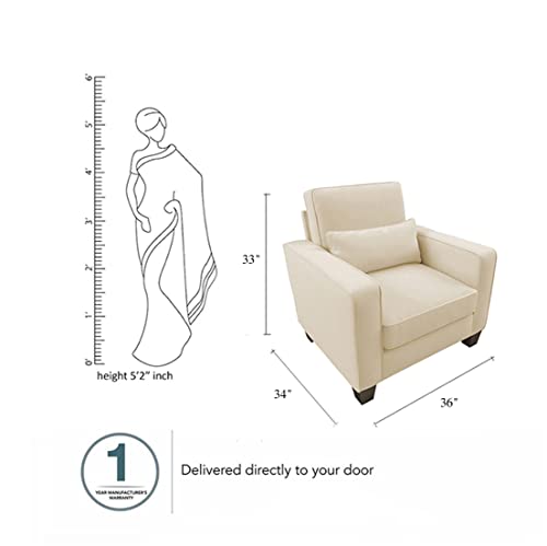 Image of Torque Moscow 1 Seater Fabric Sofa (Cream) 1 Person Sofa, Wooden Sofa Set, Couch for Living Room| 1 Years Warranty