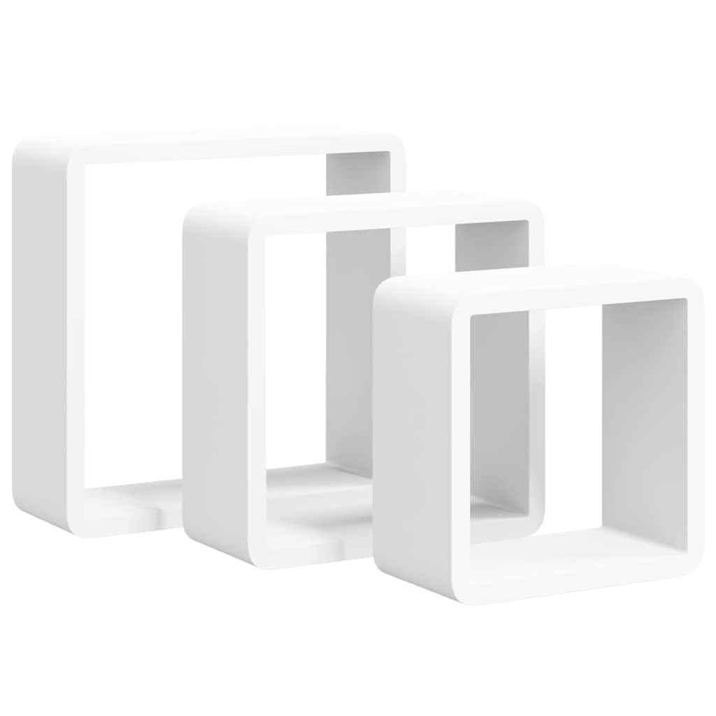 Mensole a Cubo da Parete 3 Pezzi Bianche MDF