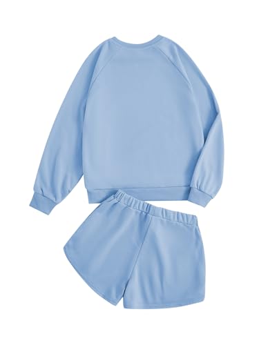 Verdusa Girl's 2 Piece Outfits Long Sleeve Sweatshirt and Shorts Clothing Sets Spring Fall Clothes2
