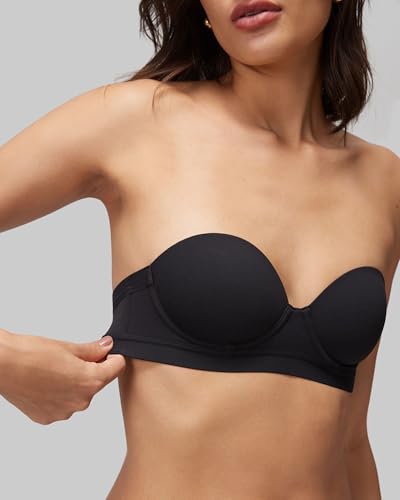 Image of Strapless Bras for Women Small Breasted Balconette Demi Underwire Lightly Lined Seamless Bra 32AA-38A