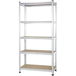 Estanterias Modernas Amazon Amazon Basics Estantería con 5 baldas, de rejilla de cartón prensado, de doble poste, con varios estantes, de resistencia mediana, 91 x 45 x 182 cm, Aluminio