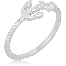 AVORA 925 Sterling Silver Nautical Anchor Fashion Ring