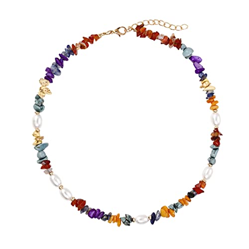 Image of Yellow Chimes Necklace for Women and Girls Fashion Choker Necklace for Women Carnelian Stone Pearl Choker Necklace for Girls | Birthday Gift for Girls and women