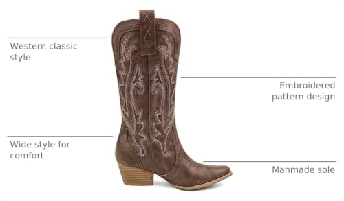 Image of Zzheels Mid Calf Cowboy Boots for Women Closed Toe Western Cowgirl Boots