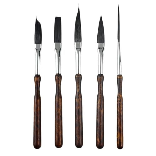 5 Pcs Pinstriping Brush Long Liner Brush Scroll Sword Dagger Striper Professional Travel Art Paintbrushes Paint Brushes High Performance Striping Brushes