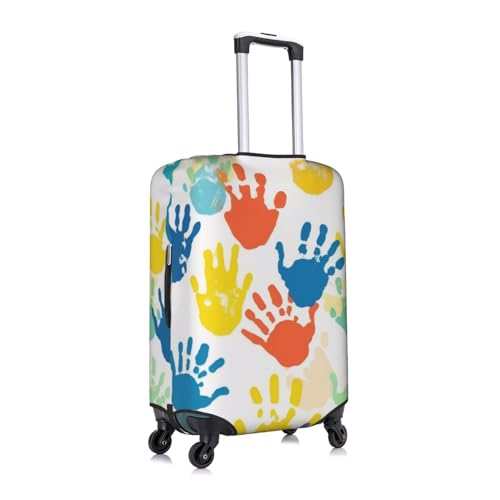 Kids Hand Print Printed Luggage Cover Elastic, Washable, Universal Fit 18-32 Inch Travel Suitcase Cover Easy To Identify3