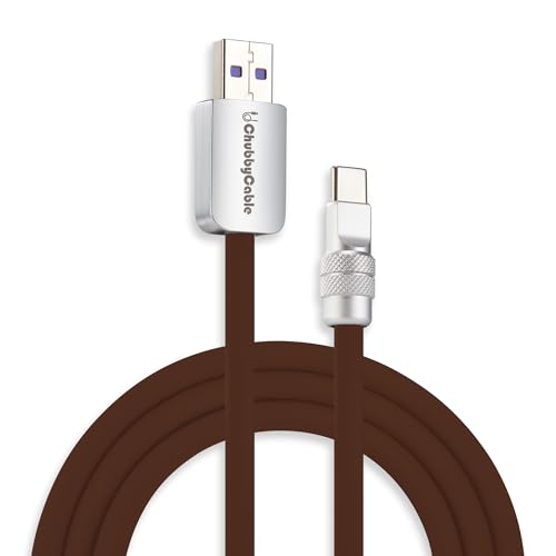 Image of chubbycable Chubby 2.0 Fast Charging Cable Durable Soft Silicone USB C Cable 120W Extra Thick Charger Cord Compatible with iPhone 17-15 Series iPad, Chocolate, USB-A to Type-C, 4.9FT