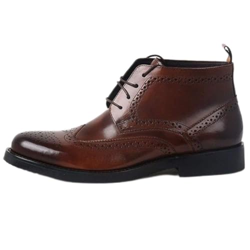 El Nuevo Botas de Tobillo for Hombre Botas de Tobillo Oxford con Cordones y Punta de ala for Hombre Fiesta de Negocios for Vacaciones Cuero Genuino(marrón,42 EU)