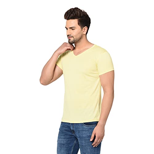 Image of Men's Cotton Blend Half Sleeve V Neck Tshirt