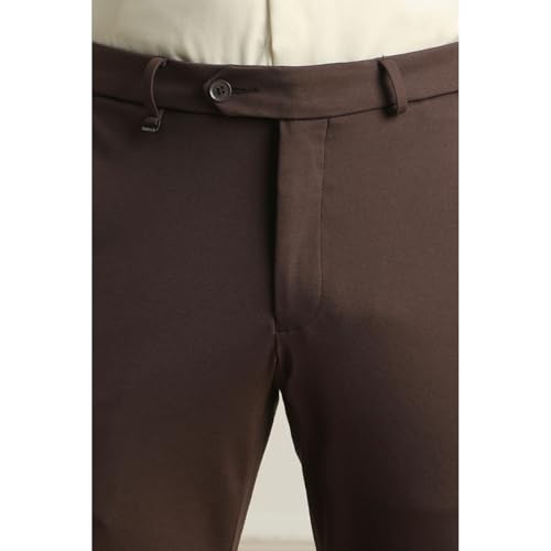 Image of Van Heusen Men Mid Rise Move Labs Knitted Premium Trousers | 360 Degree Stretch| Auto-Flex Waist Band |Wrinkle Free