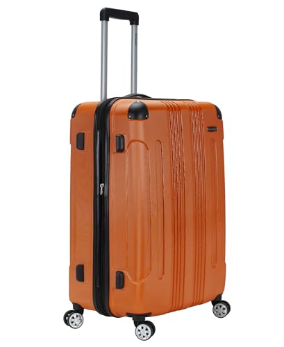 Image of Rockland London Hardside Expandable Spinner Wheel Luggage, Orange, Checked-Large 28-Inch