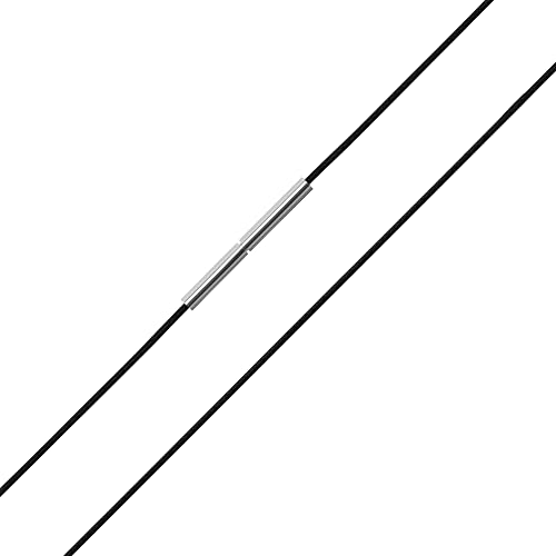 Auroris extra dünne Kette aus Lederimitat schwarz 1mm mit Tunnel-Drehverschluss aus Edelstahl Länge 45 cm