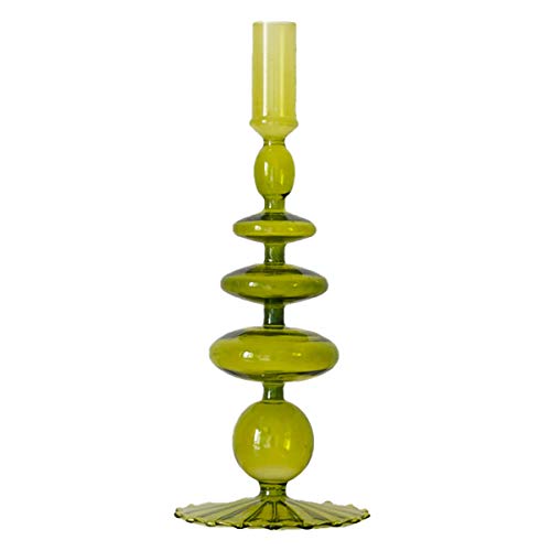 Lkxharleya Glass Candlesticks Holders, Retro Glass Candle Holder For Taper Candle Table Centerpiece Wedding Party Home Decoration, Oliver Green #TOP24