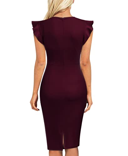 Miusol Women's Business Retro Ruffles Slim Cocktail Pencil Dress2