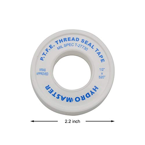 HYDRO MASTER Teflon PTFE Thread Seal Tapes,Used in Shower Heads and Pipe Threads,1/2\" X 520\",White