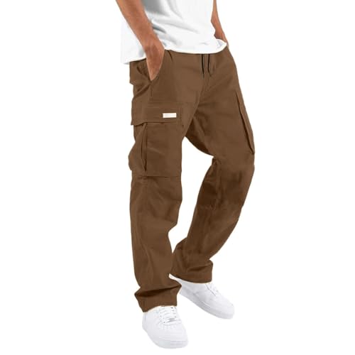 Generisch Pantalones de trabajo para hombre, informales, informales, holgados, informales, ligeros, cómodos, informales, para el tiempo libre, para correr, ropa de deporte, pantalones de chándal