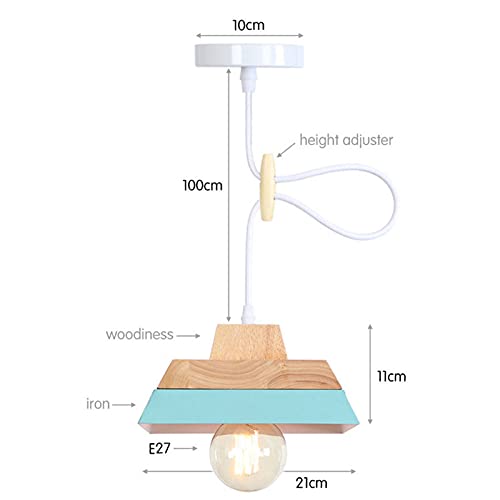 Candelabro moderno E27 de hierro con grano de madera para cocina 7