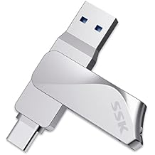 SSK 128GB USB C Flash Drive up to 200MB/s Dual Drive 2 in 1 OTG USB A 3.2 Gen 1+ Type C Memory Stick Thumb Drive, Thunderbolt Pendrive Transfer Speed Photo Stick for Android Phones/Tablets/Mac/Laptop