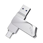 SSK USB C 64GB Memory Stick, Up to 200MB/s Transfer Speed, Dual 2 in 1 Type-c +A USB 3.2 Flash Drive, USB-C thumb drive for for Android Phone,Macbook/Pro/Air,and more