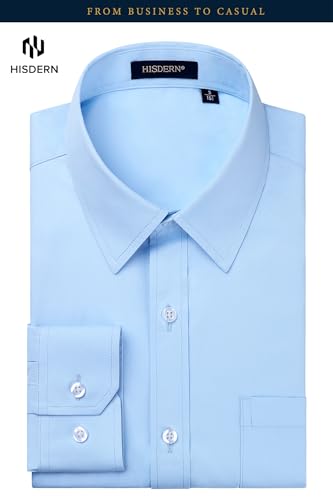 Image of HISDERN Mens Dress Shirts Long Sleeve Button Down Casual Shirts for Men Inner Contrast Formal Business Tuxedo Wedding Shirt
