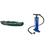 Sevylor Kanu aufblasbar Adventure Plus - 2+1 Personen Faltkajak, Kanadier, 368 x 86 cm & 2000019887 manuelle Luftpumpe, blau, 2 x 2 Liter (46 x 22 cm)