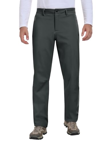 heekpek Pantaloni Uomo Invernali Impermeabili Softshell Pantalone Termici Pile Pantaloni da Sci Trekking Lavoro Caccia Snowboard, Grigio Scuro, L