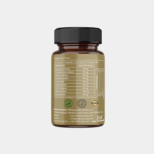 Image of Matsyaveda Vigor Up - 30 Capsules: Ashwagandha Blend - Enhances Stamina for Men - Natural Safed Musli, Shatavari & Other Ingredients