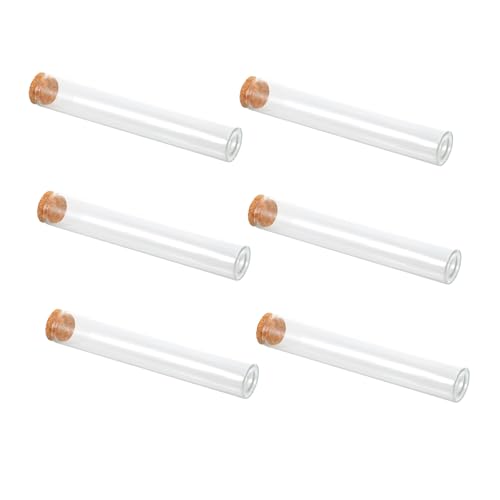 ARTSEWPLY 6個 木製コルク栓付き高硼硅ガラス試験管 実験用透明保存容器 湿気 埃防止 キャンディ ハーブ 粉末収納に