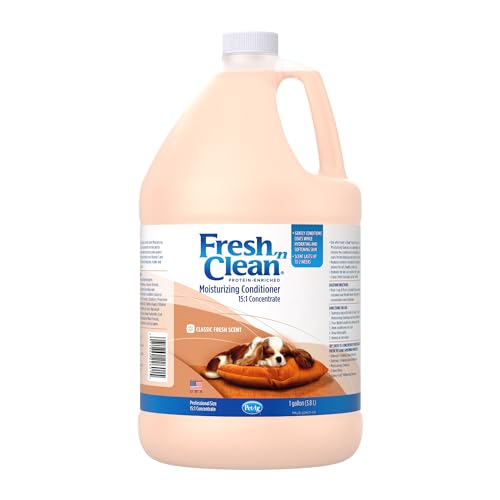 PetAg Fresh n Clean Conditioner Classic Fresh Scent (15:1 Concentrate) - 1 Gallon - Moisturizes with Vitamin E & Aloe Vera - Strengthens & Repairs Coats - Soap Free
