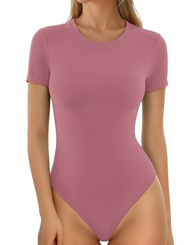 Image of MANGOPOP Women's Round Neck Short Sleeve T Shirts Basic Bodysuits