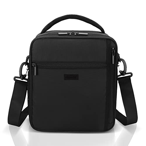 Aosbos Borsa Termica Frigo Isolata Lunch Bag, 7L Borsa Termica Porta Pranzo Riutilizzabile, Borsa da Picnic con Tracolla Regolabile, Piccola Borse Porta Pranzo per Lavoro Spiaggia Ufficio, Nero