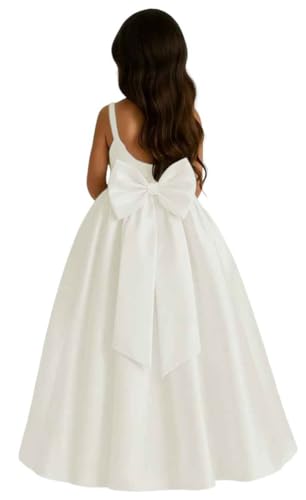A-Line Princess Floor Length Backless Flower Girl Dress Formal Ball Gown for Pageant Birthday Party Wedding