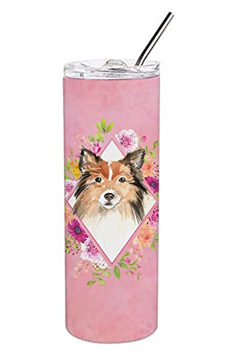 Caroline's Treasures CK4213TBL20 Sheltie Pink Flowers Double Walled Stainless Steel 20 oz Skinny Tumbler, 20 oz, multicolor Caroline's Treasures CK4213TBL20 Sheltie Pink Flowers Double Walled Stainless Steel 20 oz Skinny Tumbler, 20 oz, multicolor
