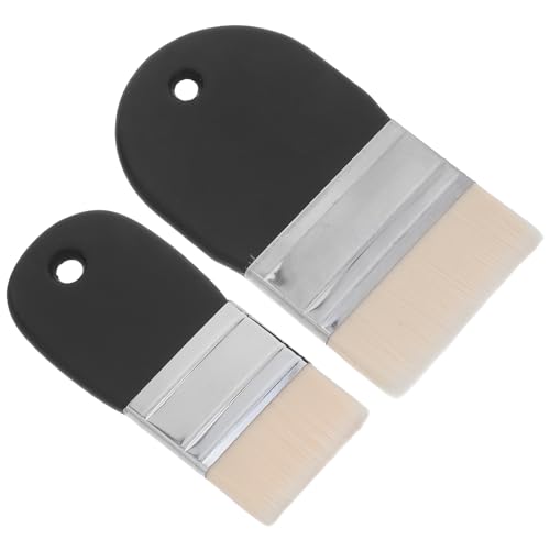 Baluue Pinceles Planos Profesionales de Nylon para Acuarela y Óleo, Set de 2 Piezas (Mango Corto de Madera, Tamaños Grande y Mediano) para Pintura Artística, Manualidades y Dibujo