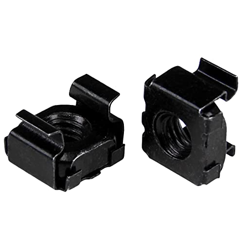 Image of StarTech 50-Pack M6 Square Hole Cage Nuts and Installation Tool for 19 inch or 10 inch Server Racks, Cabinets and Enclosures, Black - TAA