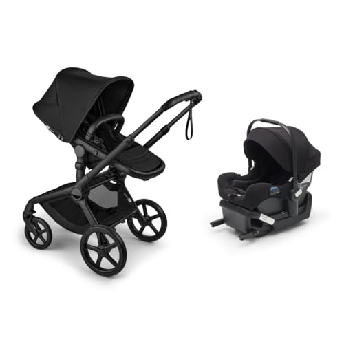Bugaboo Fox 5 Renew Full Size All Terrain Stroller in Black and Bugaboo Turtle Air Shield by Nuna Car Seat