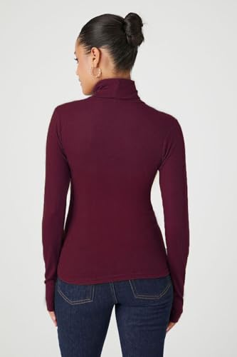 Image of Emmalise Womens Turtleneck Top Long Sleeves Fitted Ribbed Top