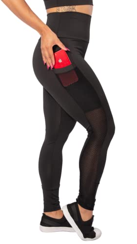 Calça Legging Cintura Alta Com Bolso Fitness Academia Feminina F7NEWSTYLE (G, Preto)