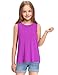 KEREDA Girls Tank Tops Flowy Loose Fit Sleeveless Shirts Basic Casual Summer Tunic Tops Purplish Red 9-10 Years