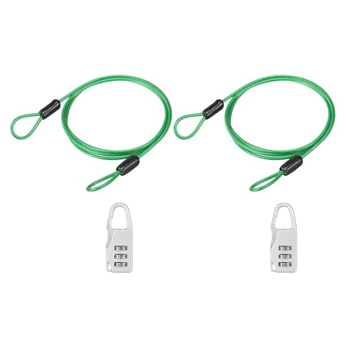 Cable de seguridad de acero PATIKIL de 1m con bucle y candado combinacion para viaje