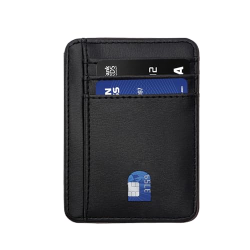 Slim Wallet for Men, Credit Card Holder Wallet RFID Blocking Front Pocket Leather Wallets for Men Women Gift Box，front pocket wallet (black)
