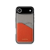 COGURE スマホケース 互換 iPhoneAir ケース 本革 シュリンクカーフレザー カード入れ TPUケース シンプル おしゃれ 専用ボックス付き COPC2 グレージュ+オレンジ