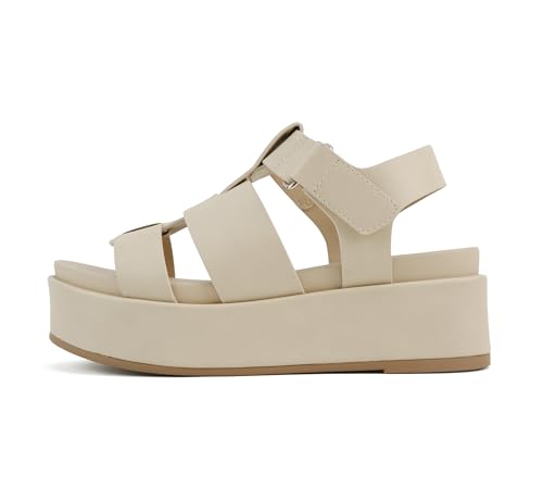 Image of Soda inchAmenda inch ~ Women Round Toe Fisherman Platform Low Heel Wedge Sandal with Adjustable Ankle Strap