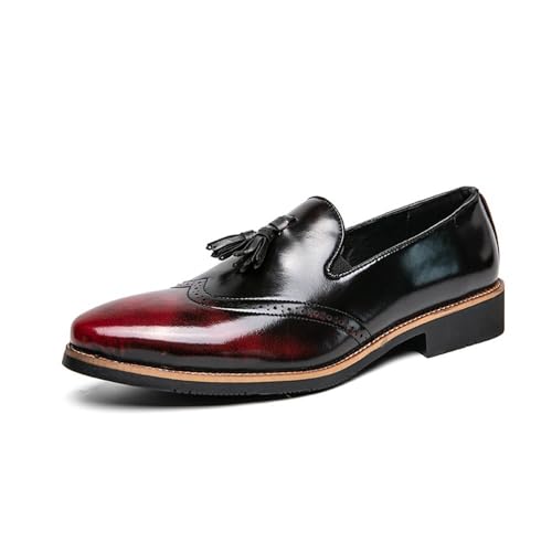 Formal Shoes for Men's Faux Leather Evening Slip-on Plain Toe Business Non Slip Block Heel Anti-Slip Classic