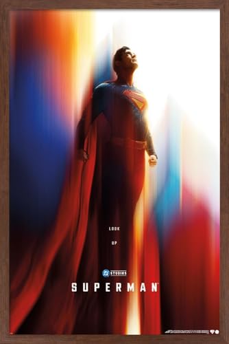DC Comics Superman (2025) - Superman Teaser One Sheet Wall Poster, 34L" x 22.4W", Mahogany Framed Version
