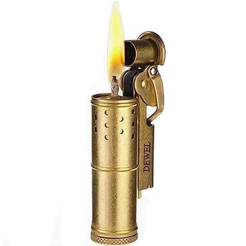 Vintage Copper & Brass Wheel Lighter - Reusable, Windproof, Cool Pressure-Relief Kerosene Lighter - Unique Birthday Gift
